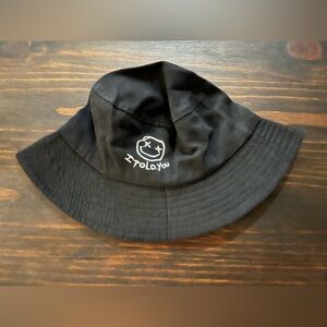 Black Bucket Hat with Embroidered Design